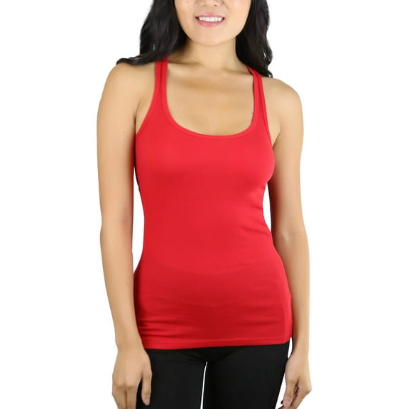 ToBeInStyle Womens Essential Ribbed Racerback Versatile Layering Cotton Blend Tank Top