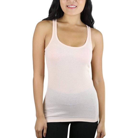 ToBeInStyle Womens Essential Ribbed Racerback Versatile Layering Cotton Blend Tank Top