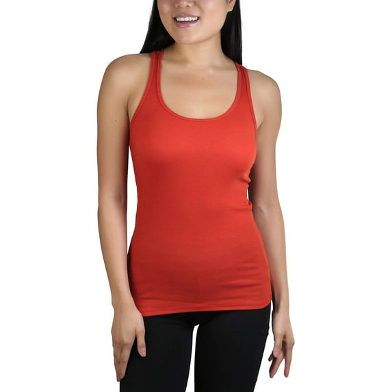 ToBeInStyle Womens Essential Ribbed Racerback Versatile Layering Cotton Blend Tank Top
