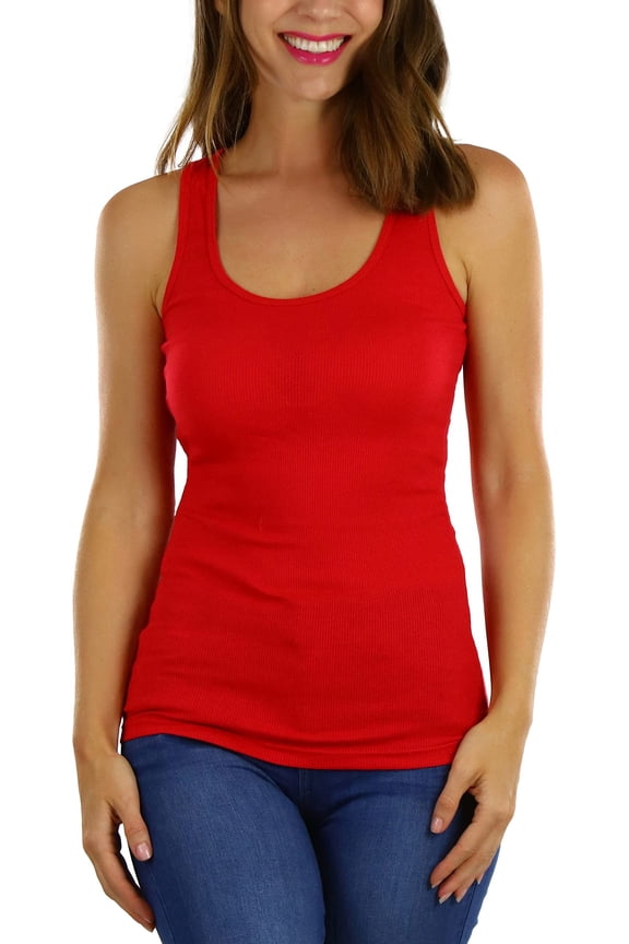 Womens Essential Ribbed Racerback Versatile Layering Cotton Blend Tank Top