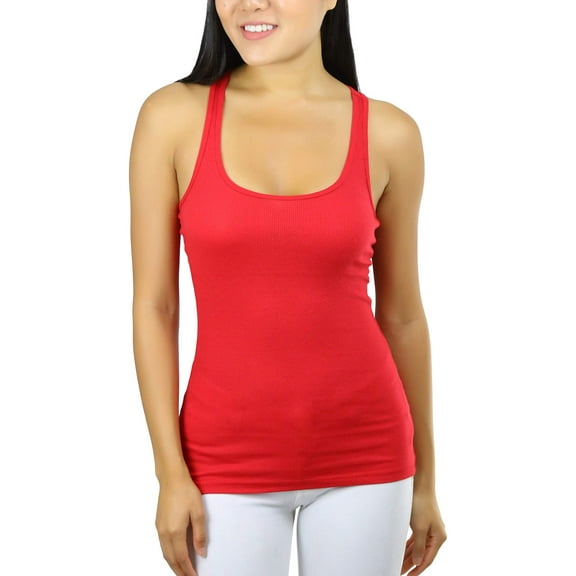 ToBeInStyle Womens Essential Ribbed Racerback Versatile Layering Cotton Blend Tank Top