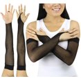 thumbnail image 1 of ToBeInStyle Womens Fashion Fishnet Finger Loop Long Length Novelty Gloves - Black, 1 of 5