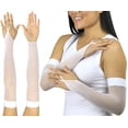 thumbnail image 1 of ToBeInStyle Womens Fashion Fishnet Finger Loop Long Length Novelty Gloves - White, 1 of 5