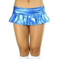thumbnail image 1 of ToBeInStyle Womens Flirty Metallic Pleated Festival Ultra Micro-Mini Rave Skirt - Wide Band - Blue - One Size, 1 of 5