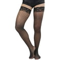 thumbnail image 1 of ToBeInStyle Womens Modern Chic Glimmer Cable Net Thigh High Stockings - Black - One Size, 1 of 8