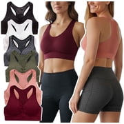 ToBeInStyle Womens Pack of 6 Comfortable and Supportive Racerback Sports Bras