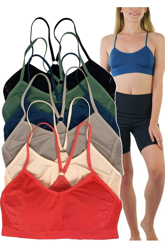 Womens Pack of 6 Non-Padded Adjustable Strap Bras
