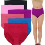 ToBeInStyle Womens Pack of 6 Plus Size Seamless Flower High Waist Briefs