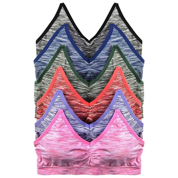 ToBeInStyle Womens Pack of 6 Wire Free Padded Sports Bralettes