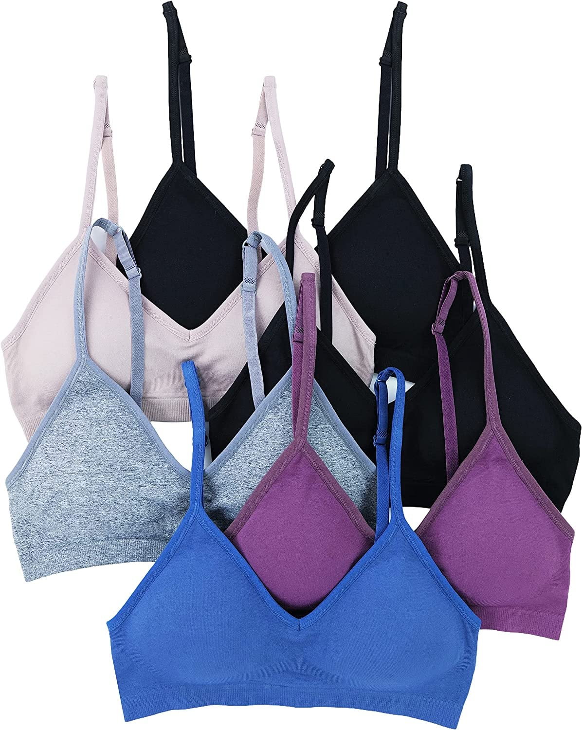 ToBeInStyle Women's Pack of 6 Nylon Wire-Free Convertible Padded Sport  Bralettes - Berries and Cream - One Size at  Women's Clothing store