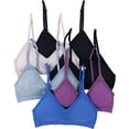 thumbnail image 1 of ToBeInStyle Womens Pack of 6 Wire Free Padded Sports Bralettes, 1 of 5
