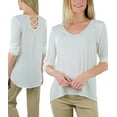 thumbnail image 1 of ToBeInStyle Womens Peasant V-Neck Strappy Back Blouse - Ivory - Large, 1 of 7