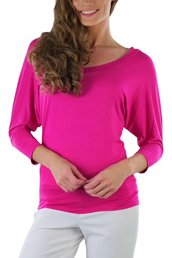 Womens Relaxed Fit Dolman Blouse Top Soft Feel