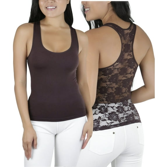 ToBeInStyle Womens Seamless Lace Racerback Tank Tops