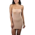 thumbnail image 1 of ToBeInStyle Womens Sexy Novelty Sheer Strapless Slip Dress - Beige, 1 of 4