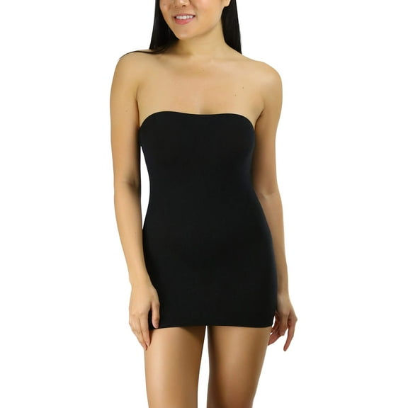 ToBeInStyle Womens Sexy Novelty Sheer Strapless Slip Dress - Black