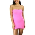 thumbnail image 1 of ToBeInStyle Womens Sexy Novelty Sheer Strapless Slip Dress - Neon Pink, 1 of 4
