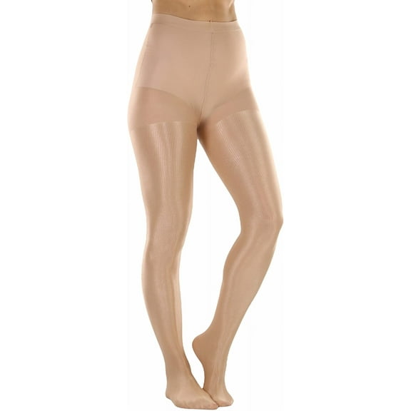 ToBeInStyle Womens Shine & Shimmer Metallic Pantyhose Opaque Lurex Tights - Sheer Top - Beige - One Size