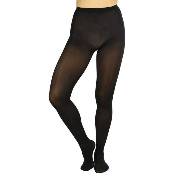 ToBeInStyle Women's Opaque Solid Color Nylon Tights Pantyhose Hosiery - Black - One Size Plus