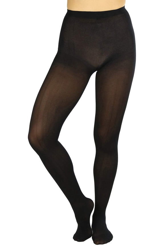 Women's Opaque Solid Color Nylon Tights Pantyhose Hosiery - Black - One Size Plus