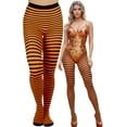 thumbnail image 1 of ToBeInStyle Women's Striped Tights One Size, BLACK/ORANGE, 1 of 7