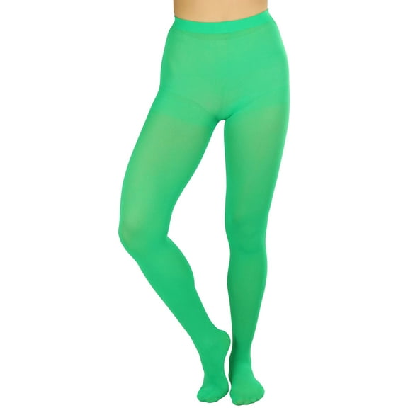 ToBeInStyle Women's Opaque Solid Color Nylon Tights Pantyhose Hosiery - Kelly Green - One Size Plus