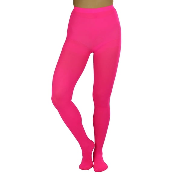 ToBeInStyle Women's Opaque Solid Color Nylon Tights Pantyhose Hosiery - Hot Pink - One Size