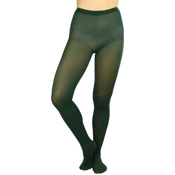 ToBeInStyle Women's Opaque Solid Color Nylon Tights Pantyhose Hosiery - Hunter Green - One Size