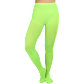 ToBeInStyle Women's Opaque Solid Color Nylon Tights Pantyhose Hosiery - Neon Green - One Size Plus