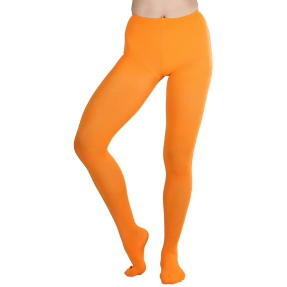 ToBeInStyle Women's Opaque Solid Color Nylon Tights Pantyhose Hosiery - Orange - One Size