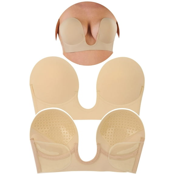 ToBeinStyle Women's Backless Strapless Self Adhesive V-Bra - Beige - B