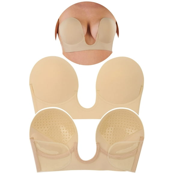 ToBeinStyle Women's Backless Strapless Self Adhesive V-Bra - Beige - C