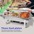 thumbnail image 1 of ToHu Chafers and Buffet Warmers Sets Stainless Steel Three Grids Non Stick Buffet Pans Foldable Dishwasher Safe Warming Trays with Lid for Theme Events Parties Gatherings current, 1 of 9