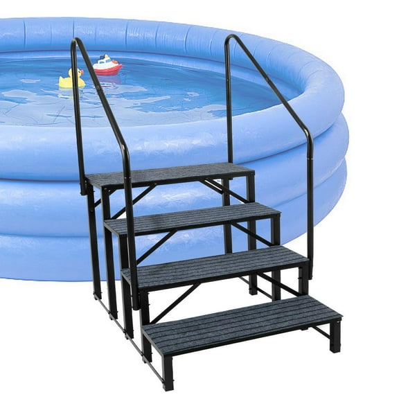 ToHu RV Steps with Handrail Outdoor 4-Step RV Stairs with Double Handrails High Load-Bearing Capacity Steps for Home Renovation for Caravan Travel Trailer Swim Spa richly