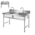 ToHu Stainless Steel Utility Sink DoubleBowl Outdoor Sinks Washing