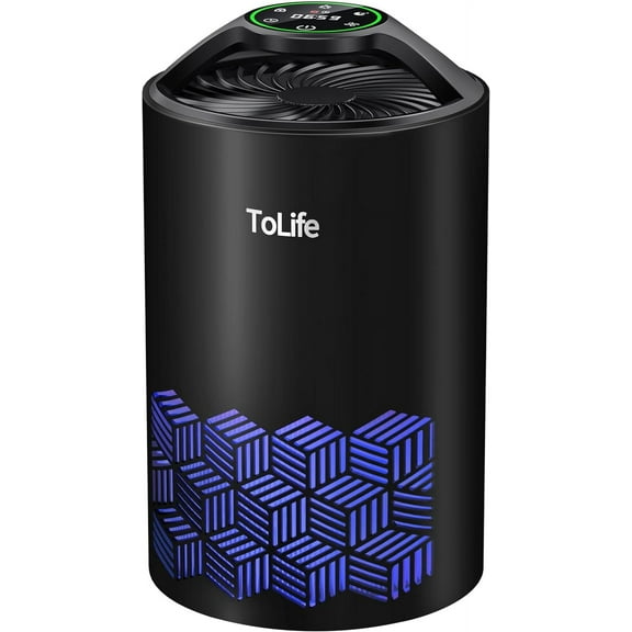 ToLife Air Purifiers for Home - HEPA Filter Air Cleaner for Pet Hair, Allergies, 99.97% Smokers, Dust, Pollen, Odor Eliminators for Bedroom up to 215 Sq.ft - Black