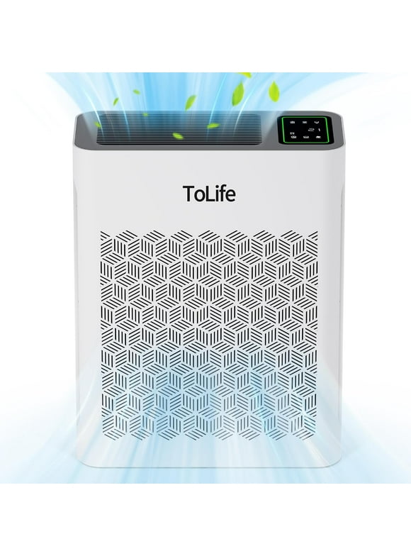 ToLife HEPA Air Purifiers for Home Large Room with Light (1095 Sq. Ft) Remove 99.97% of Pet Hair Odor Dust Smoke Pollen, White