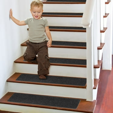 ToStair Non-Slip Stair Treads for Wooden Steps,8" X30" (15-Pack), Anti Slip Indoor Staircase Carpets Runners Rugs，Black