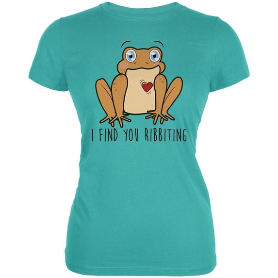 Toad I Find You Riveting Funny Pun Valentine's Day Juniors Soft T Shirt Teal LG