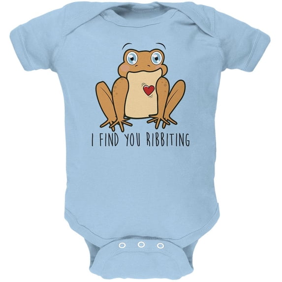 Toad I Find You Riveting Funny Pun Valentine's Day Soft Baby One Piece Light Blue 3-6 M