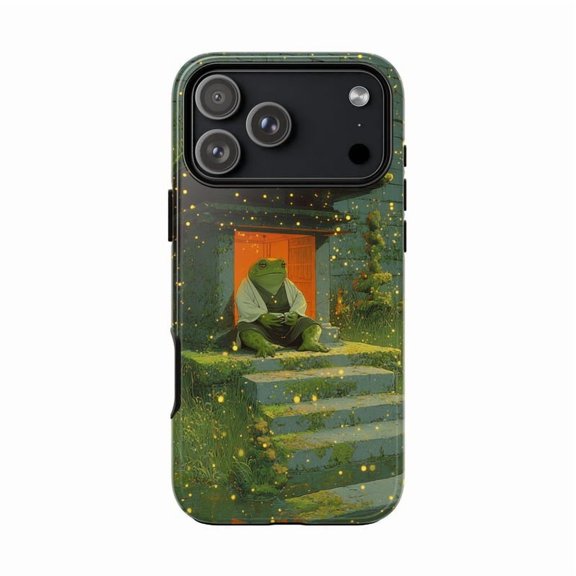Toad Meditating Temple Shrine Fantasy Design iPhone Case 17 through 11 Pro Max