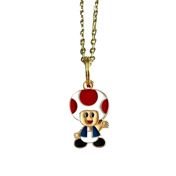 Toad Mushroom Pendant Necklace Mario Game Jewelry