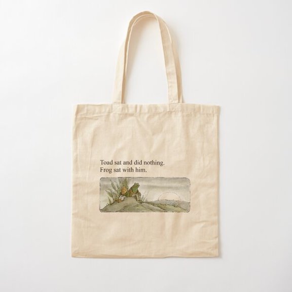 Toad Sat And Did Nothing. Frog Sat With Him Canvas Tote Bags, Reusable Shopping Bag
