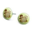 thumbnail image 1 of Toad Sitting In Front of Mushrooms Novelty Silver Plated Stud Earrings, 1 of 3