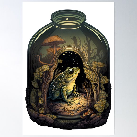 Toad Terrarium Frog Poster Wall Art, Modern Wall Decor, 12x18 UNFRAMED