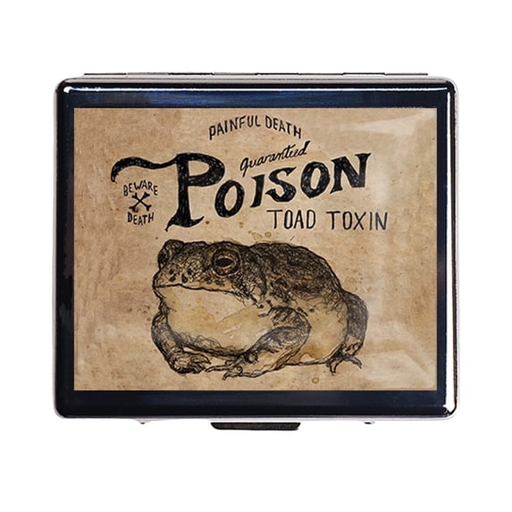 Toad Toxin 7 Days Chromed Shiny Silver Pill Organizer with Mirror Inside Has 8 Separate Compartments Rectangle Cute Travel Pill Organizer for Purse 7 Days Pill Box Pill Case