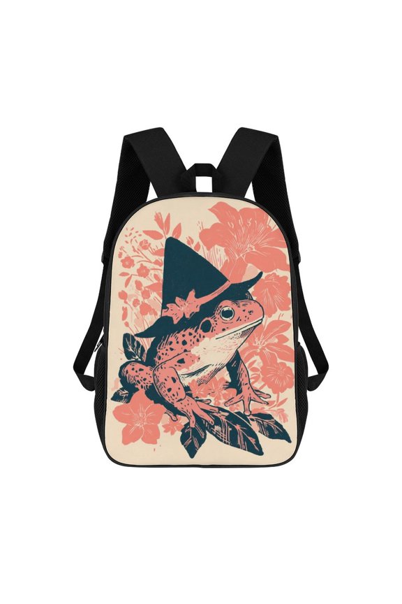 Toad Wears Floral Witch Hat Backpack Backpack Student Backpack Cartoon Canvas Backpack