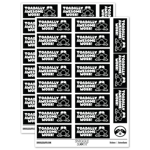Toadally Totally Awesome Work Teacher Student School Sticker Set - Black - Gloss Finish - 2.00" Large