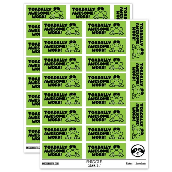 Toadally Totally Awesome Work Teacher Student School Sticker Set - Light Green - Matte Finish - 2.00" Large