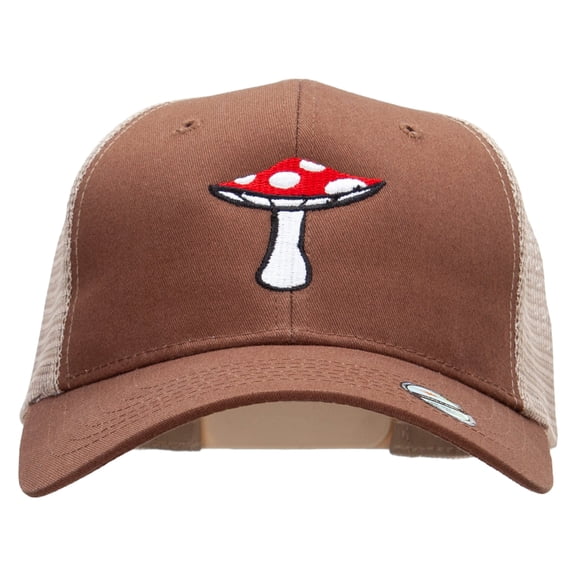 Toadstool Embroidered High Profile Mesh Cap - Brown Khaki OSFM